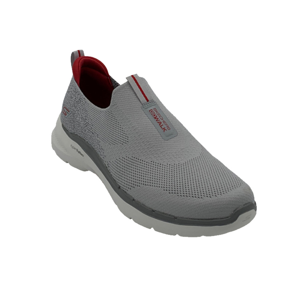 Skechers Men's GOwalk 6 Hyper Pillar Slip-Ons Gray/Red - Medium